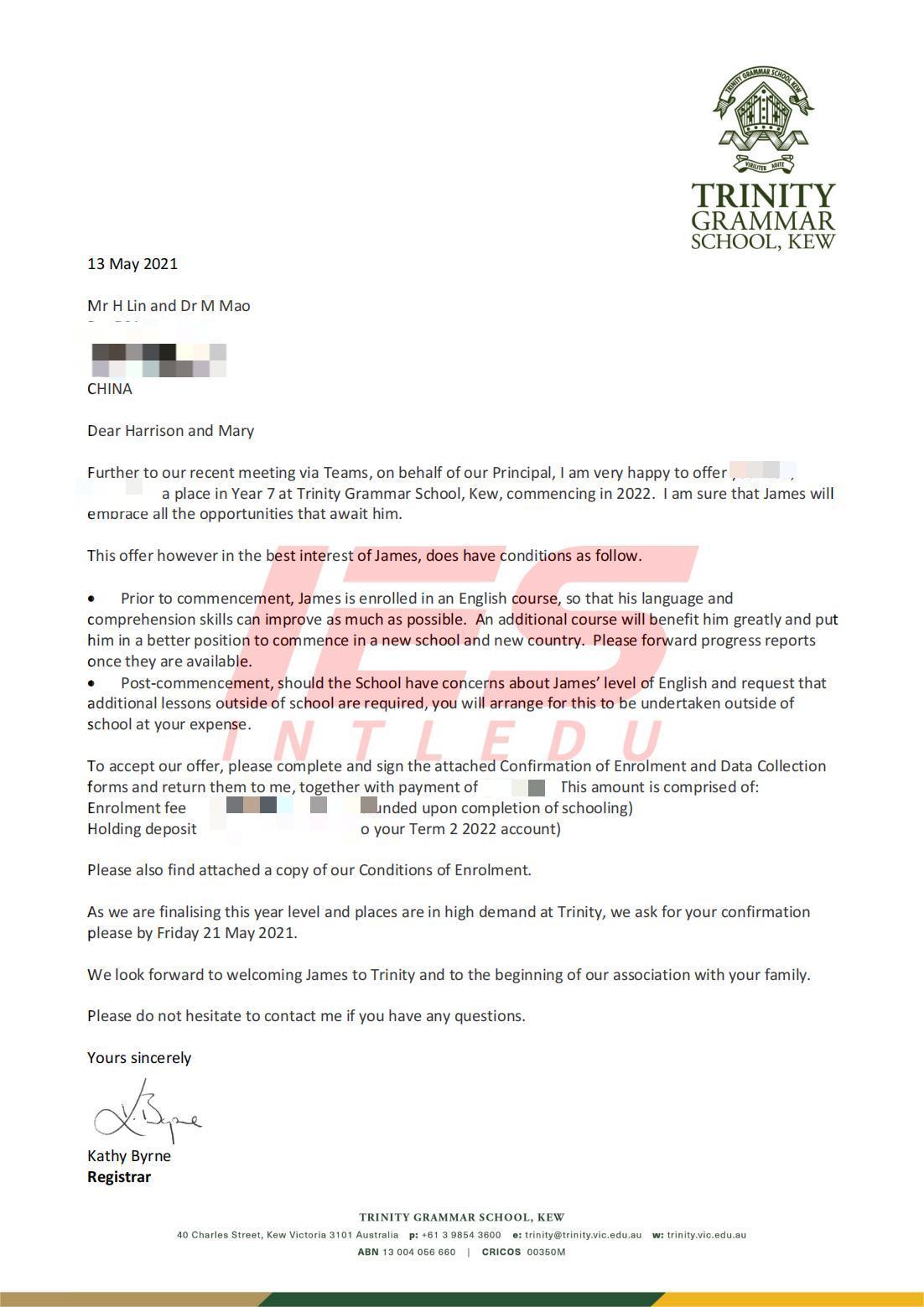 Trinity Grammar School, Kew - Letter of offer for James Lin - Year 7 2022_00.jpg